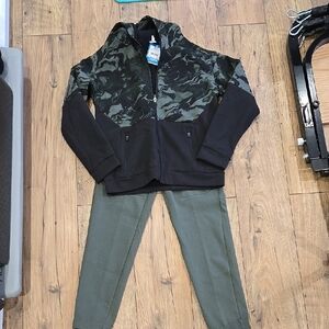 DSG Kids Camouflage Hoodie and Pants Set - Black and Green